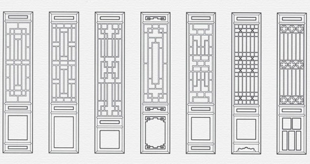 莎车常用中式仿古花窗图案隔断设计图