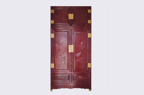 莎车高端中式家居装修深红色纯实木衣柜